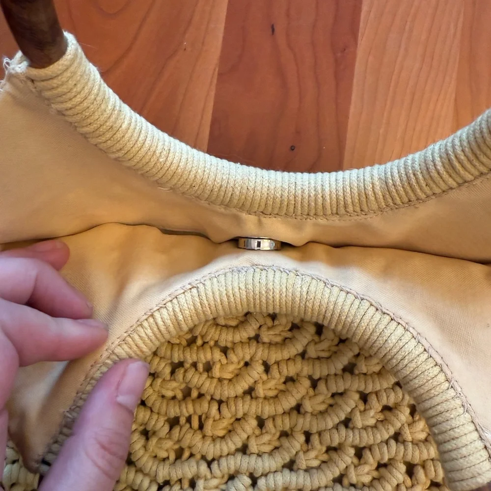 Sigrid Olsen Yellow Cotton Macrame and Bamboo Purse